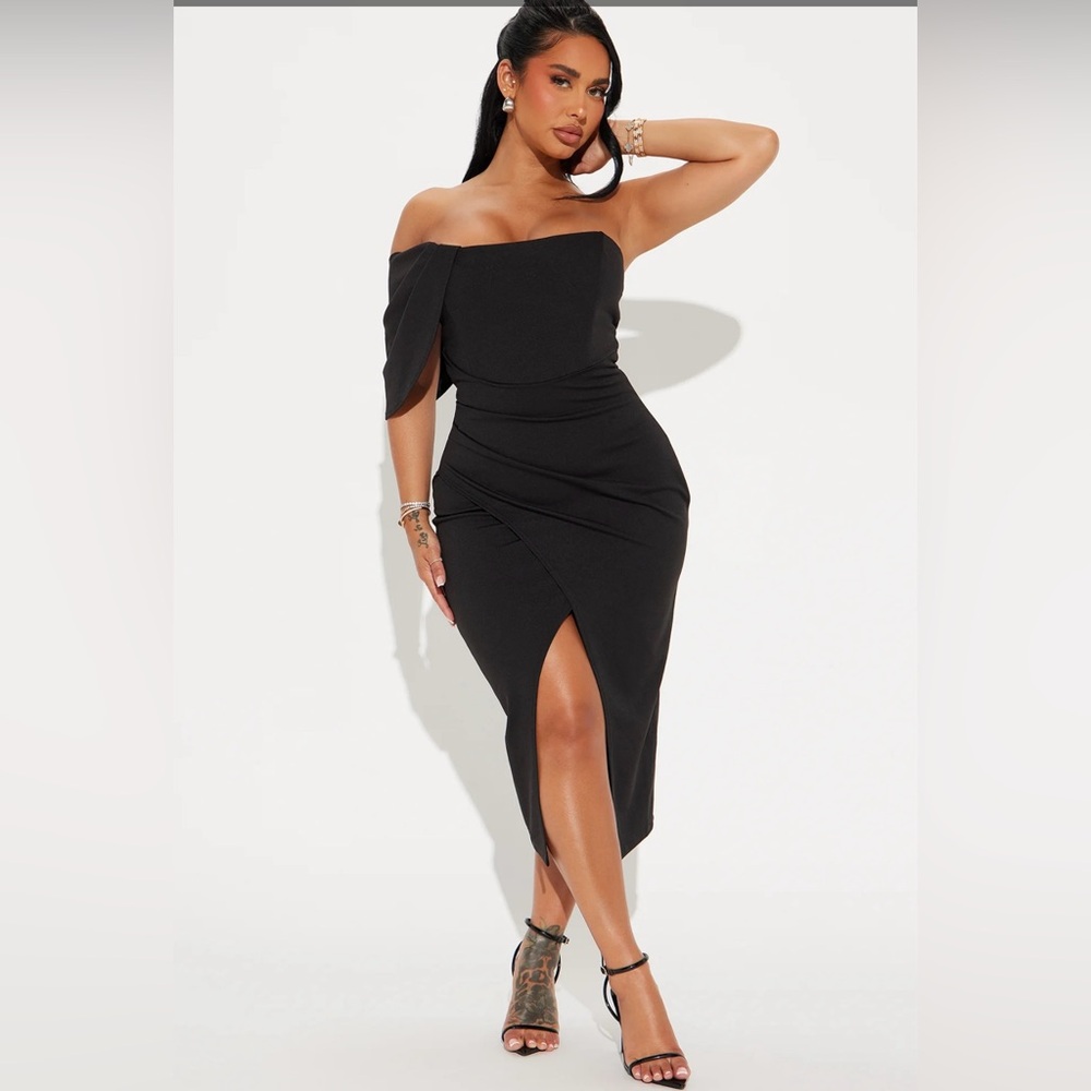 Black Ruffle Arm Dress